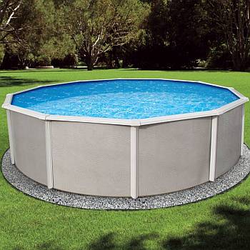 Belize Round Complete Above Ground Swimming Pool Kit 15ft Round 52 Inch Wall
