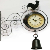 Morning Bell Two Sided  Metal Outdoor Clock