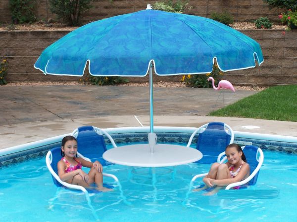 floating pool chair with umbrella