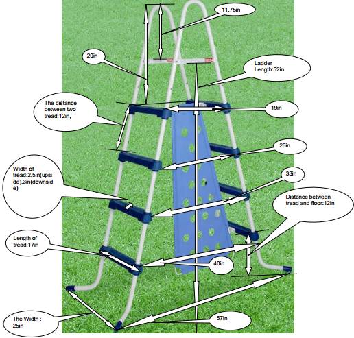 Dimensions of A-Frame Barrier Ladder