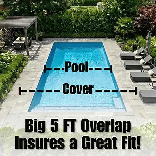 5ft Overlap Detail of Winter Cover Size on Rectangle In-Ground Swimming Pool