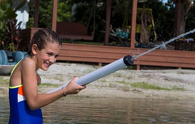 Girl using Stream Machine Water Launcher